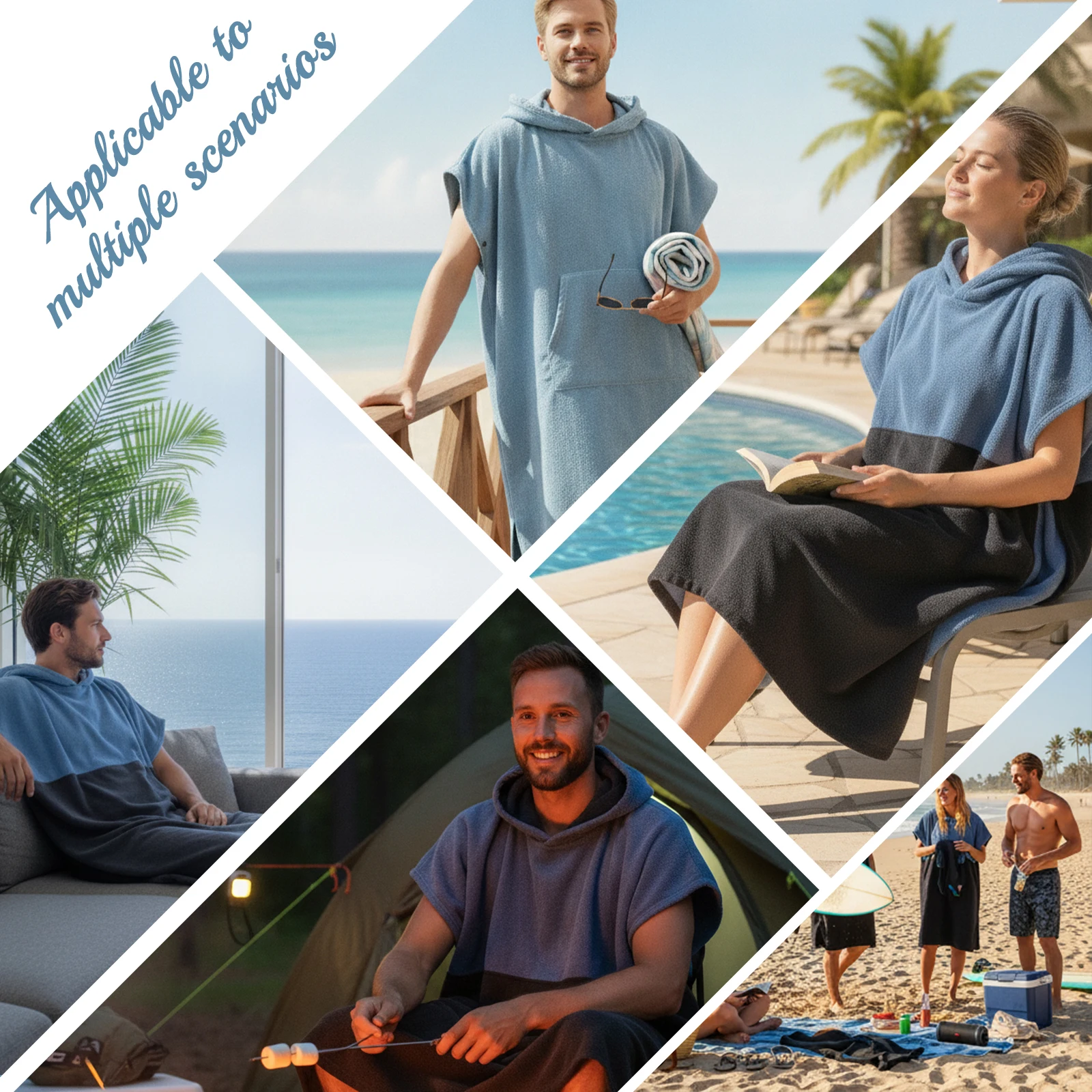 plus Size Quick-Dry Hooded Beach Towel Changing Cape High Absorbency Swim Surf Robe for Easy Carry And Quick Drying