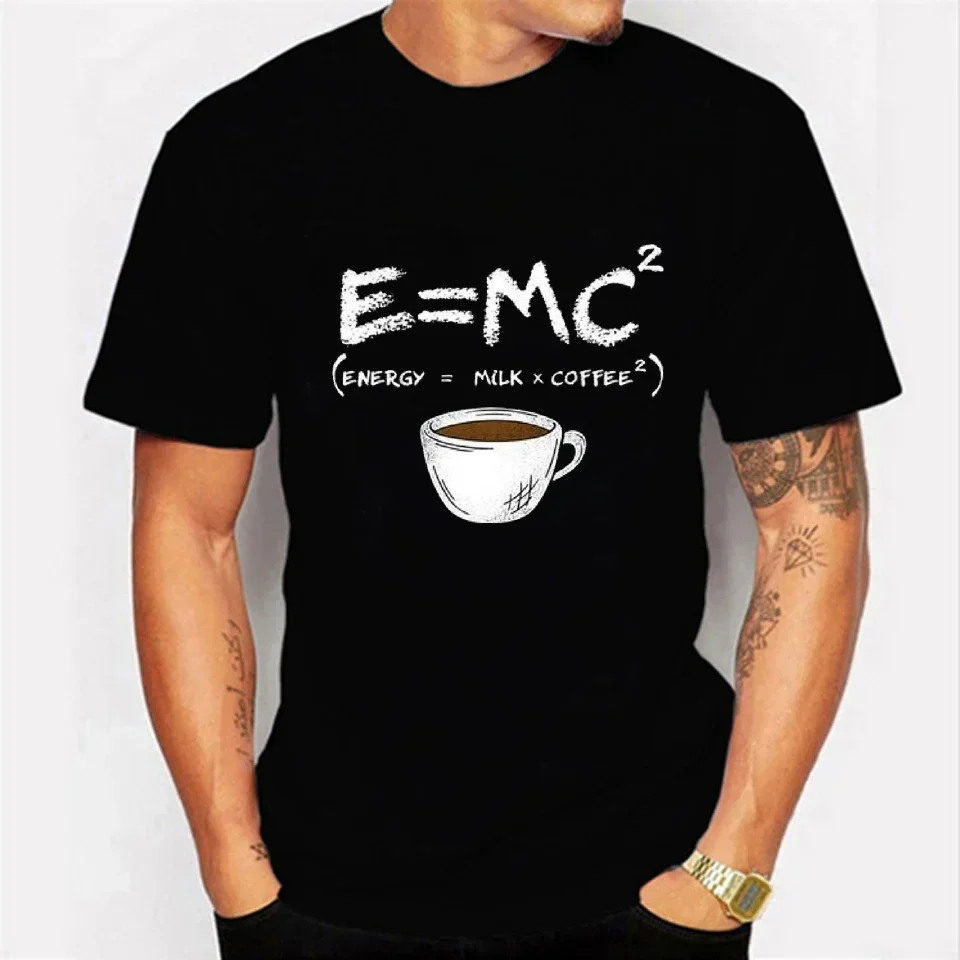 T Shirt for Men Energy=milk+coffee Tshirt Summer  Clothing Streetwear Round Neck  Fashion Short Sleeve T-shirts Tops