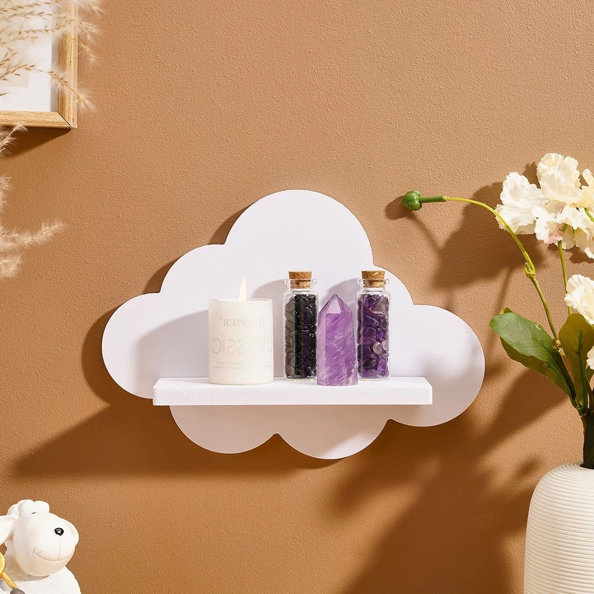 Cloud Design Wall Shelf Storage, Home Decor Cute Shelf for Living Room Bedroom Bathroom, Co Extrusion Board Organizer