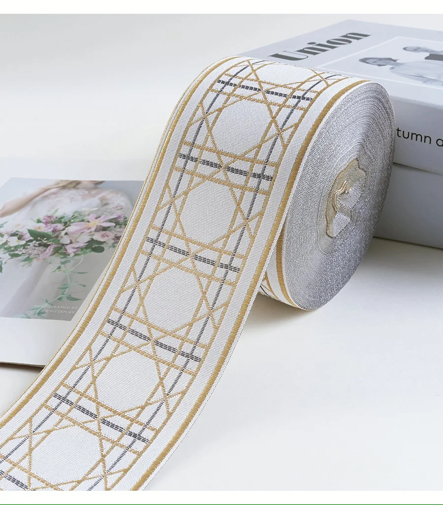 New 8CM Wide Single Face Jacquard Embroidered Ribbons DIY Apparel Wrapping Trim Sewing Accessories