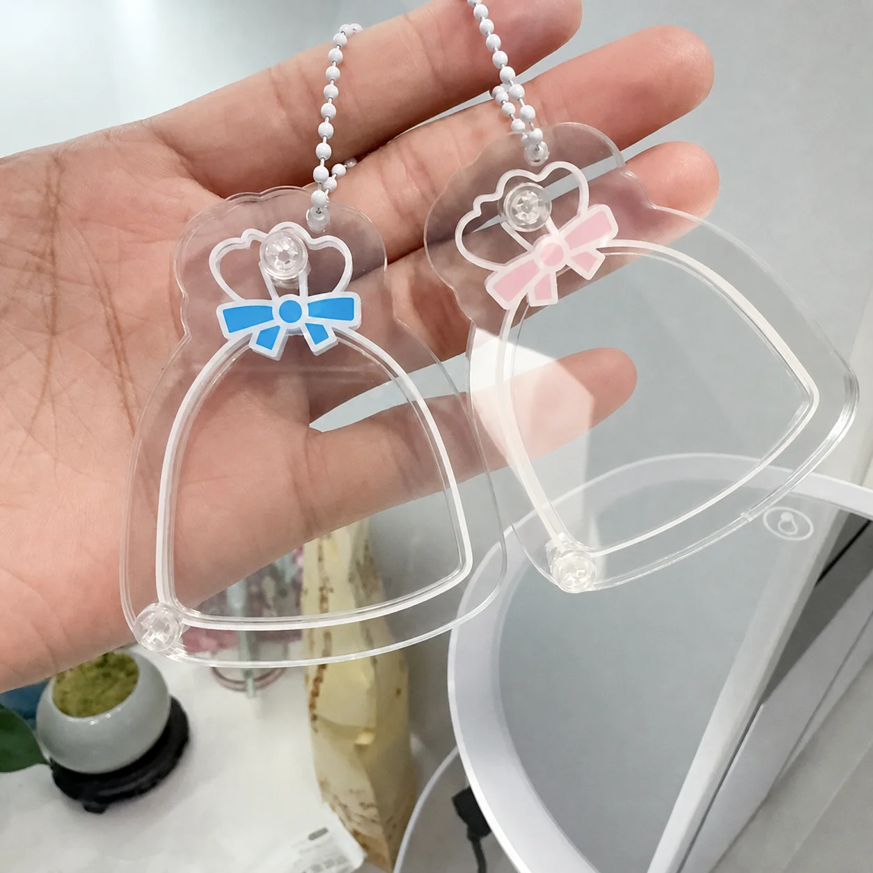Transparent Acrylic Diy Shaker Keychain Bowknot Decor Hanging Pendant For Handmade Craft Decoration