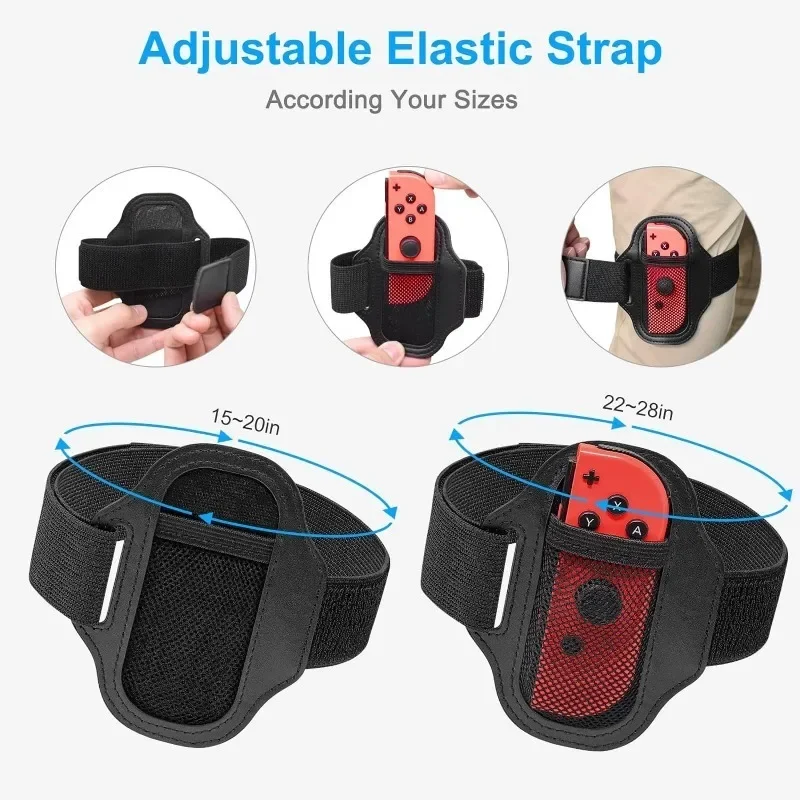 4pcs Leg Straps for Joy Cons Switch OLED Model Rings for Adventure Bundle Leg Straps, Adjustable Adult Elastic Exercise Bands