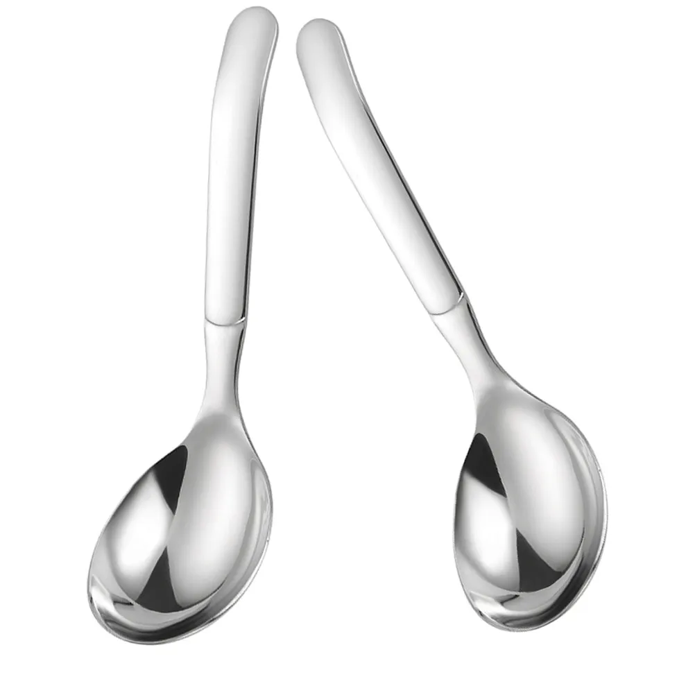 2 Cucharas de Sopa de Acero Inoxidable, Resistentes, Redondas, con Mango Largo, para Ramen, Pho, Hot Pot, Postres, Cucharas Asiáticas para Servir