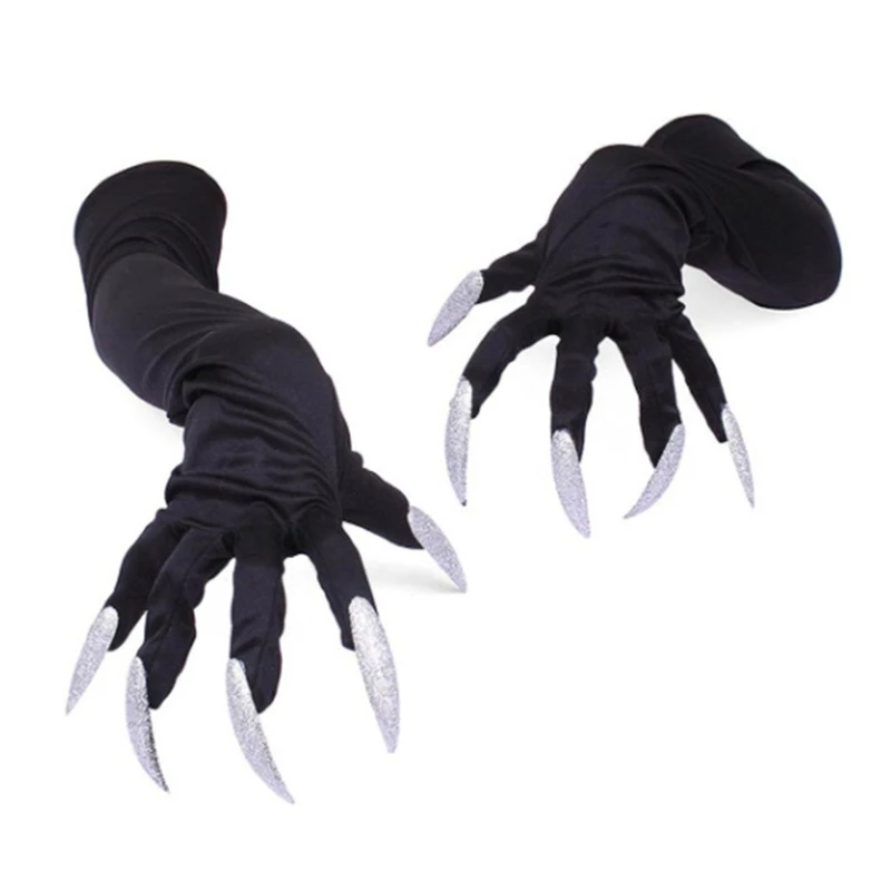 2pcsHalloween Funny Gloves Paws Gloves Long Fingernails Horror Theme Party