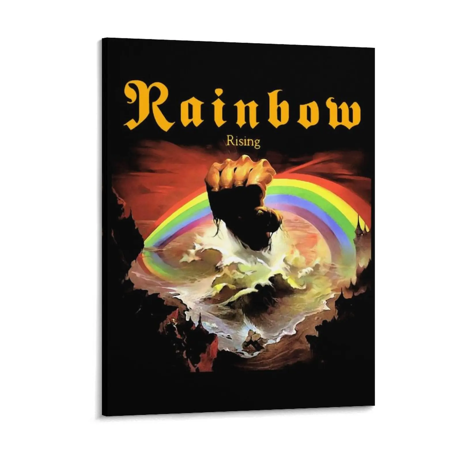 

Rainbow Rising Band Poster Canvas Painting Pub Party Plates Design Wall Decor Framed Wall Paintings