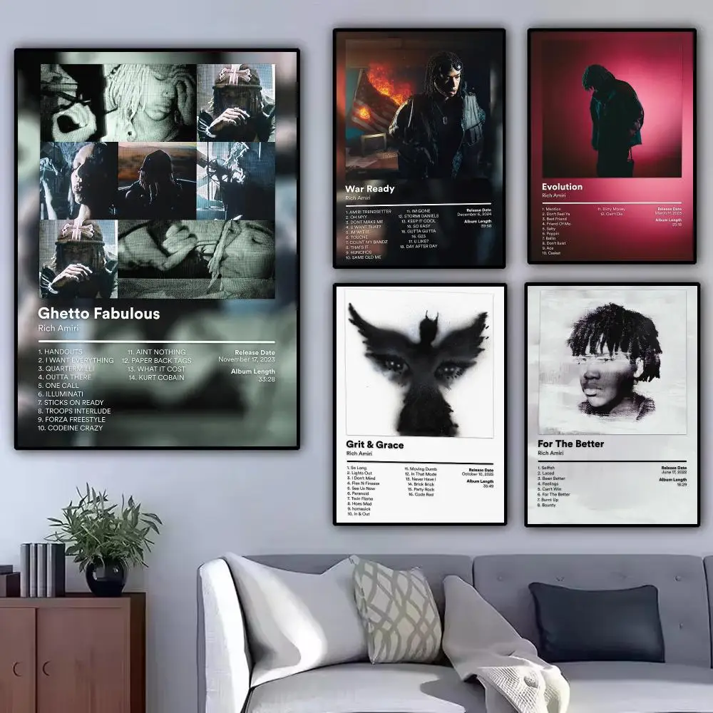 Singer R-Rich Amiri Music Album Poster Modern Aesthetic Wall Art Poster Minimalist Room Decoration Items