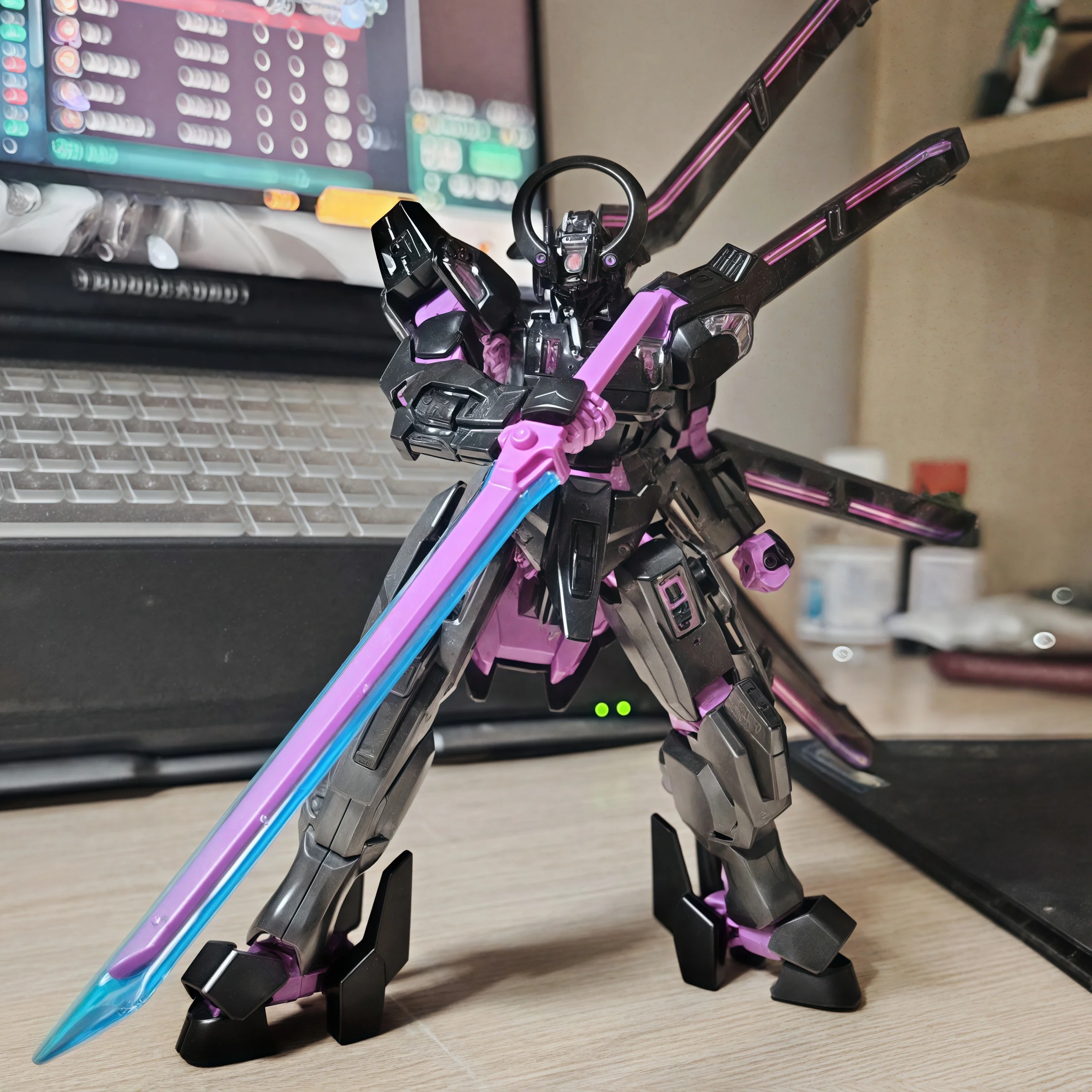 Hot Jimoshe Jms 모델 Hg 1/144 Schwarzette 네온 퍼플 조립 모델 고품질 소장 로봇 키트 모델 어린이 장난감 선물