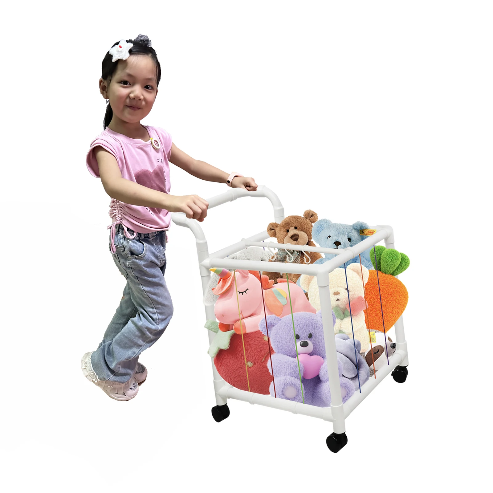 Plush Toy Storage Box Stuffed Animal Storage Stuffed Animal Cage Large Doll Storage Bucket Portability Toy Box for Home Bedroom
