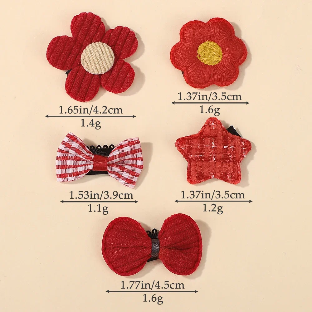 5Pcs/set Cute Cartoon Knitted Hair Clip for Baby Girl DIY Embroidered Rabbit Flower Fruit Shape Hair Accessories Festival Gift