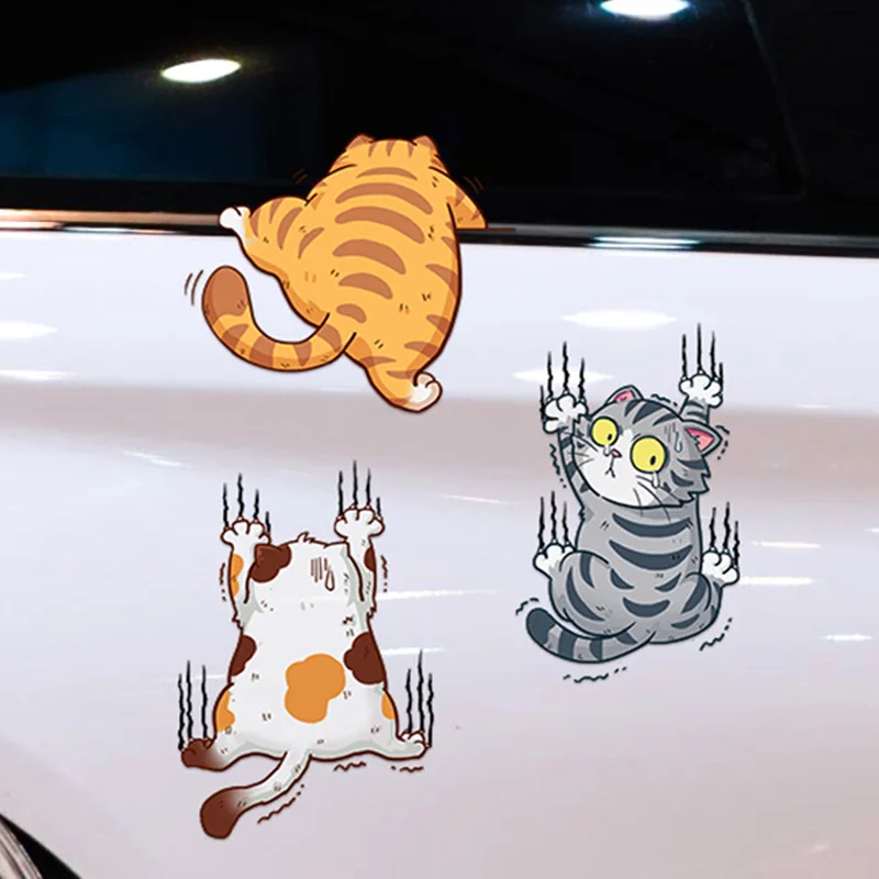 

1Pcs Pet Cat Car Sticker Scratch White Cat Car Sticker Body Scratch Sticker Locomotive Decoration Sticker