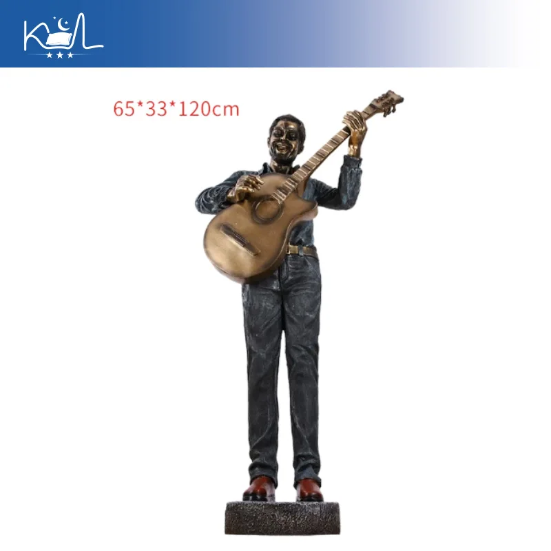American Style Resin Band Figurine Statue, Large Floor Musician Sculpture for Living Room Decor, Window Display Art Ornament