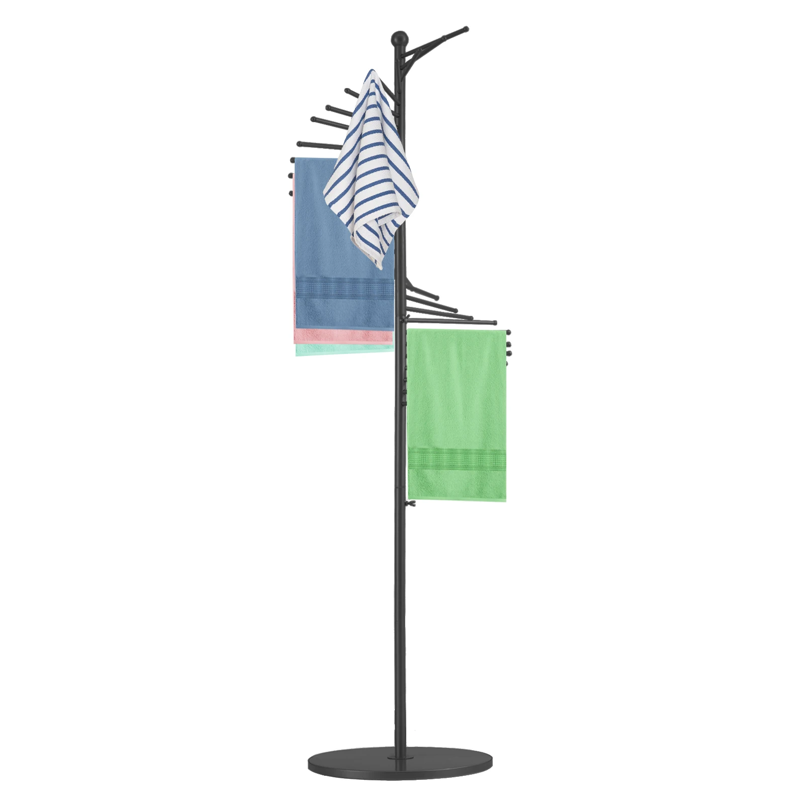 

Freestanding Scarf Stand Freestanding Metal Pants Racks with 30 Rods Anti Slip Space Saving Display Shelves