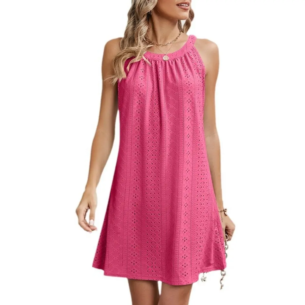 Damska ażurowa bluzka bez rękawów, sukienka plażowa, top, narzutka na bikini, codzienna letnia moda, odzież kąpielowa