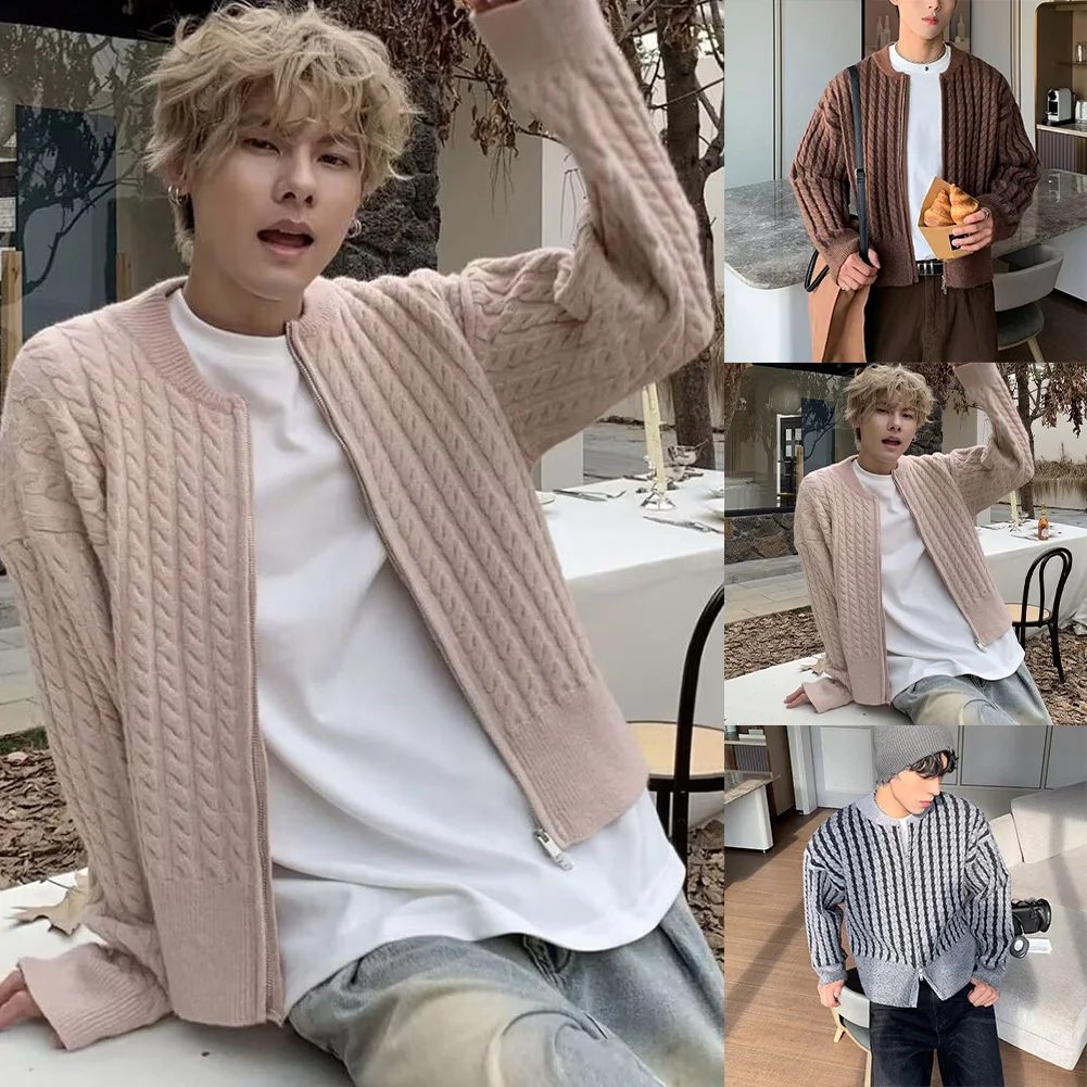 الرجال سترة سترة الملتوية المشارب محبوك سترة عادية معطف الشارع ملابس خارجية