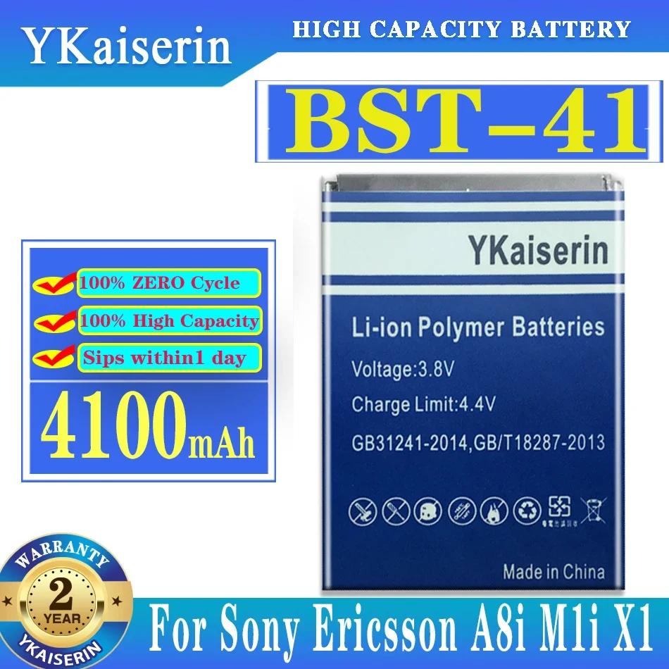 YKaiserin BST-41 Phone Battery For Sony Ericsson Xperia PLAY R800 R800i Play Z1i A8i M1i X1 X2 X2i X10 X10i 4100mAH