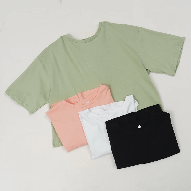 

Sean Tsing Women Sports 100% Cotton T-shirts Short Sleeve Round Neck Loose Yoga Pilates Dancing Outfits Workout Training Tops