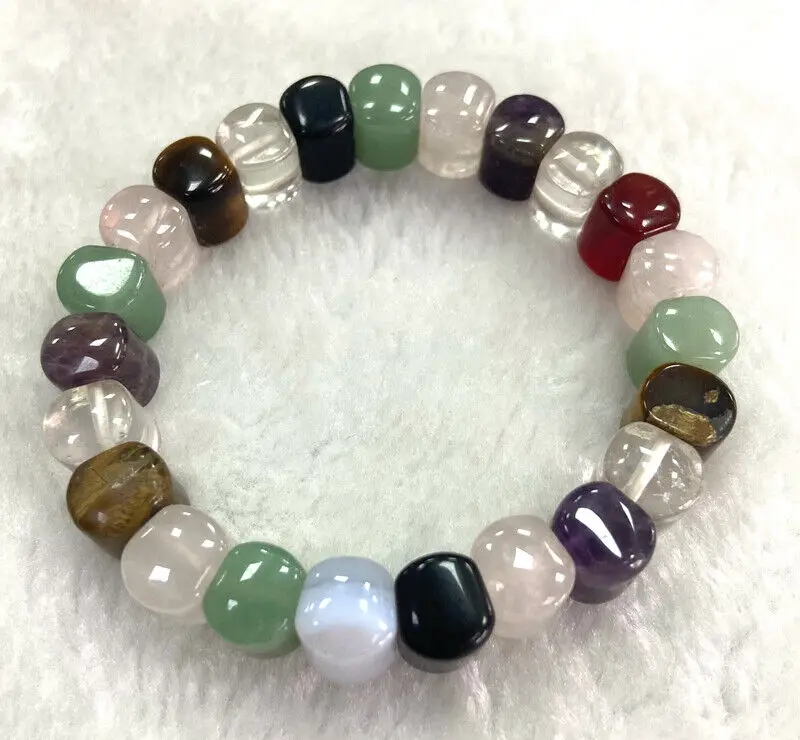 

9x10mm New Multicolor Gemstones, Color Gem Crystal Bracelet Healing 7.5”