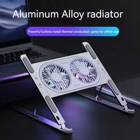 Aluminum Laptop Stand Foldable Desk Riser Mute Cooling Fan Adjustable Notebook Stand For Macbook Pro Air Computer PC iPad Tablet 2