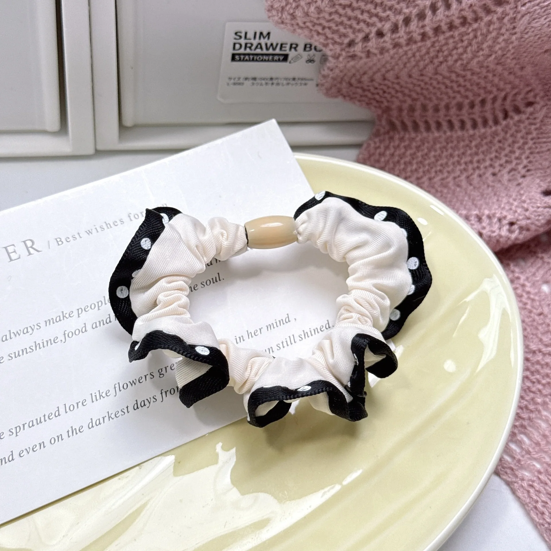 5 قطع بسيطة من ربطات الشعر المرنة ذات الأهداب المنقطة البسيطة، ربطة شعر أنيقة ومتعددة الاستخدامات، النسخة الكورية للفتيات