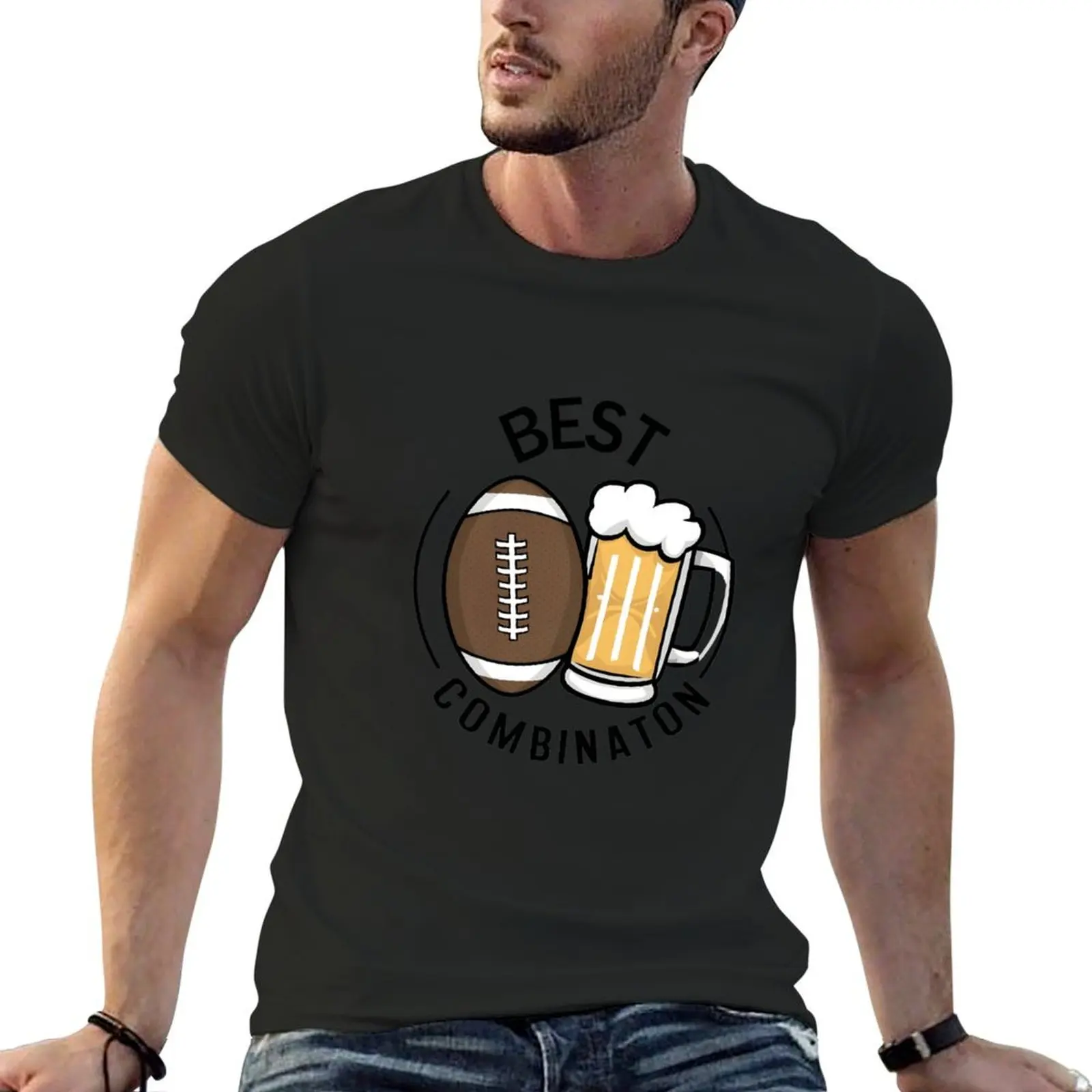 

Best Combination beer and Football T-Shirt customizeds blue archive man clothes korean fashion sweat shirts, men