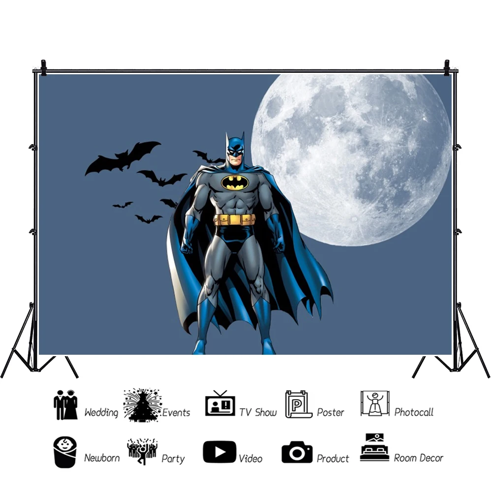 Batman Hero Photo Backdrop Background For Photography Baby Shower Boy Birthday Party Decoration Props Supplies Banner Poster