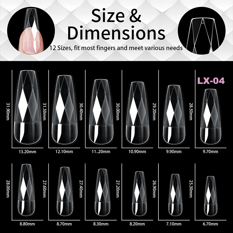 Luxus Diamant Mandel Drücken Sie Auf Falsche Nagel Tipps Klassische Trapez Volle Abdeckung Weiche Gefälschte Nägel Verlängerung DIY Maniküre Salon Werkzeuge – Detail 10