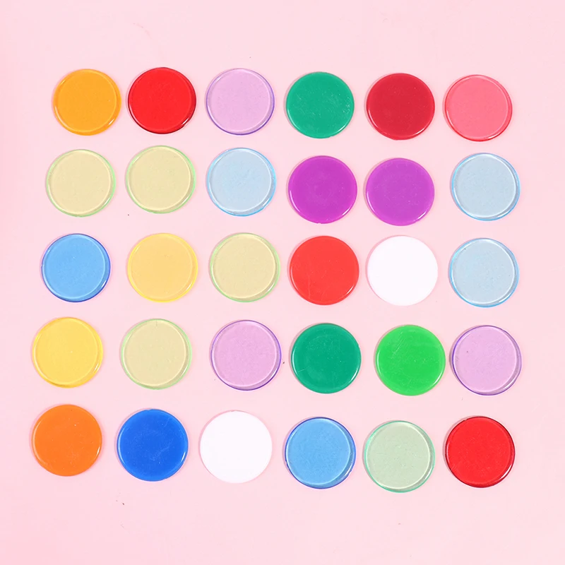 100pcs Transparent Color Counters Counting Bingo Chips Plastic Supplies Counters Colorful plastic chips