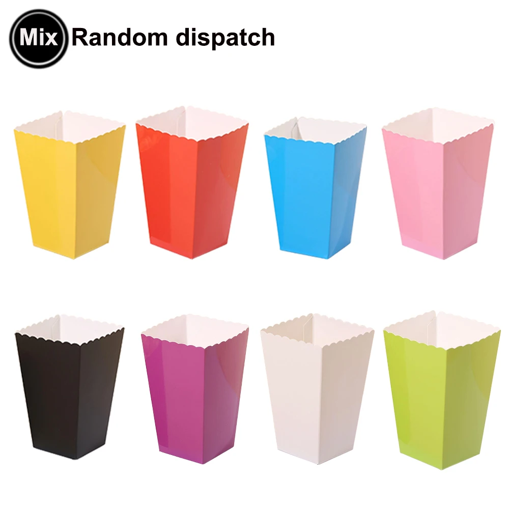Cajas de palomitas de maíz de Color sólido, suministros para fiesta de cumpleaños, boda, Baby Shower, cajas de palomitas de maíz, caja de comida, negro, blanco, rosa y azul, 6/12/30 Uds.