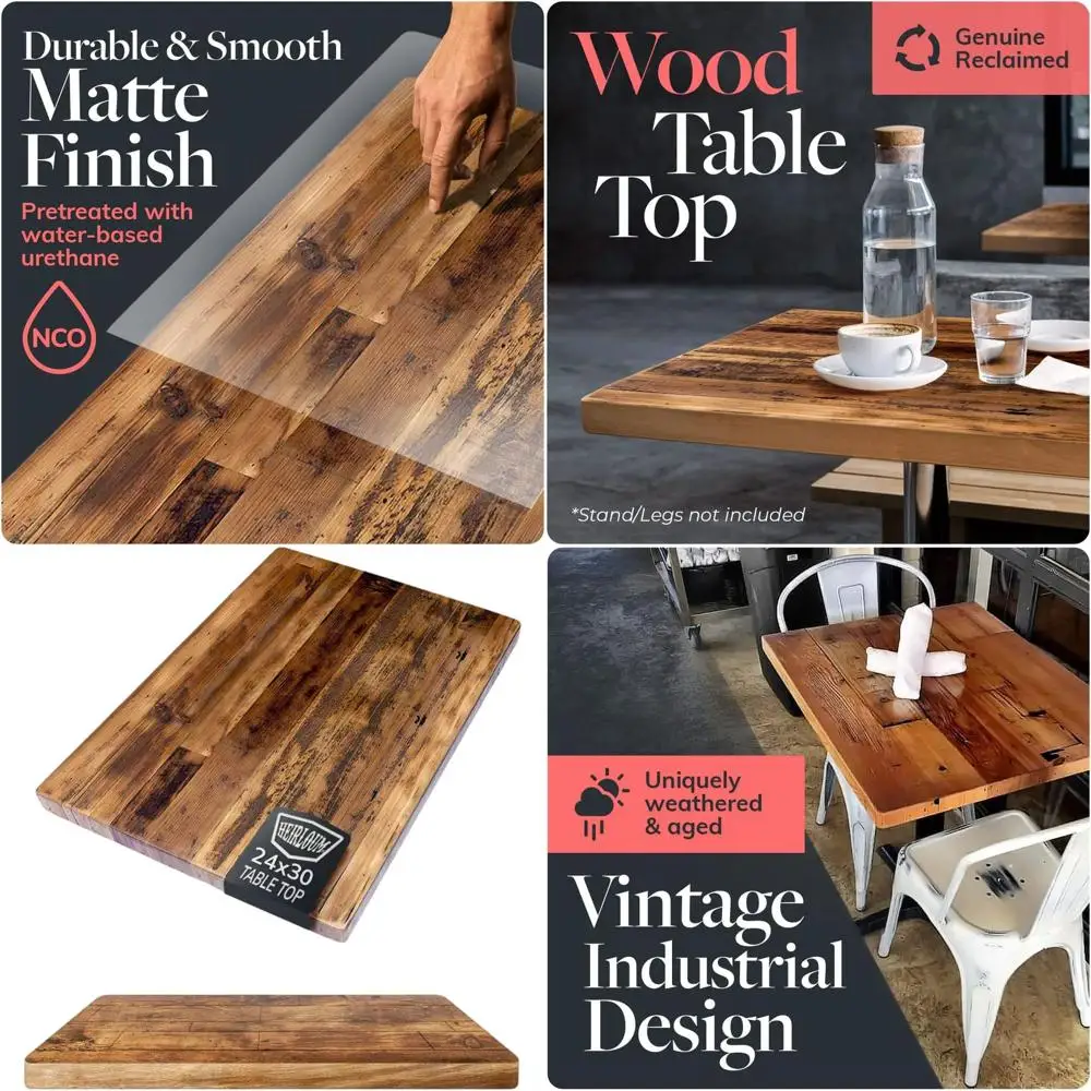 

Rustic Reclaimed Wood Tabletop, 24x30 inches, Suitable for Kitchen and Dining Spaces