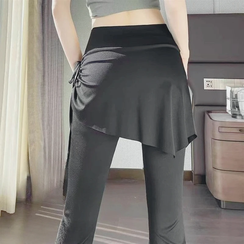 Invisible Crotch Pants Micro-flared Pants Fake Two-piece Women's Casual Yoga Bottoms Horseshoe Shark Pants Sexy, Fashionable