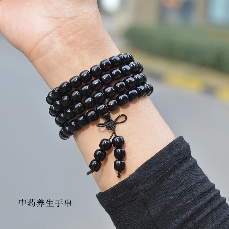 

Тибетский бутик из натурального старого материала, черный рог буйвола 108, браслет-четки, ожерелье Мала