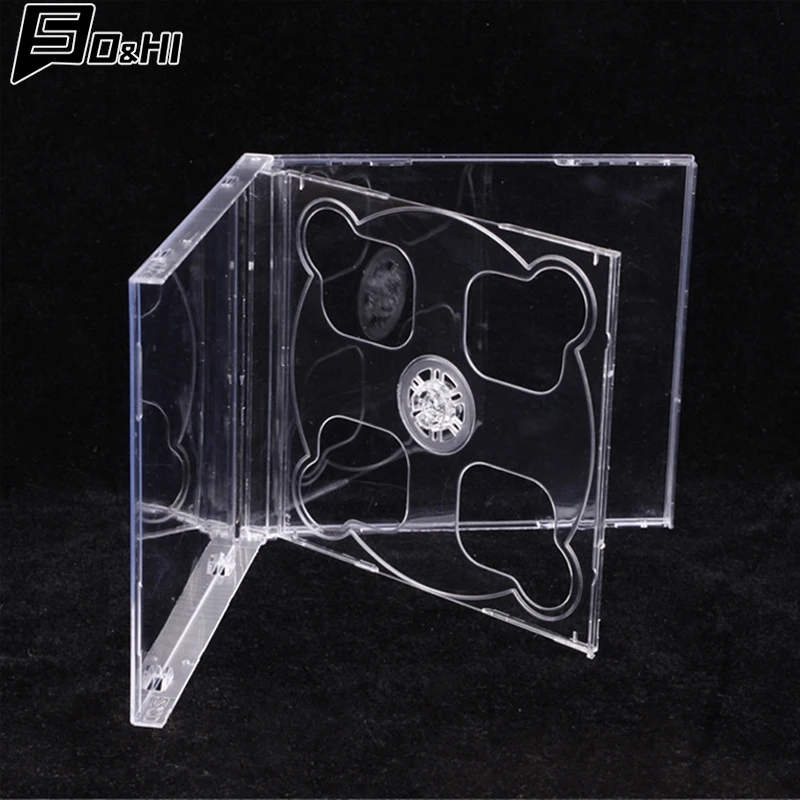 Square Transparent Bottom CD Box Empty CD Case PP Plastic Milky Transparent CD Case CD Case Capacity 2 Discs