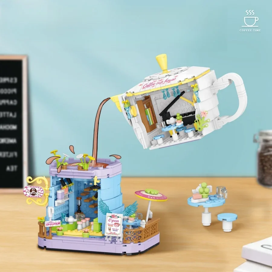 Coffee Shop Street View Series Mini Building Blocks Toys,Pretend Play Coffee Making,Fun and Brain Stimulating Game for Kids