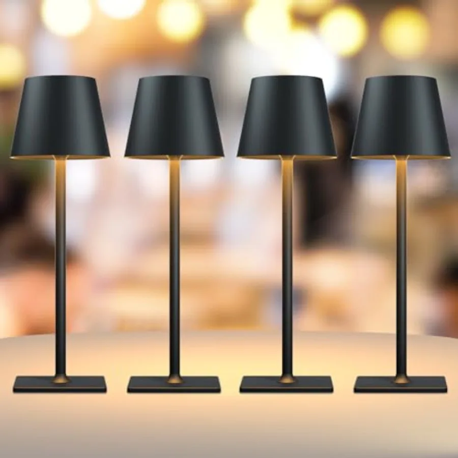 4 Pack Rechargeable Cordless Led Table Lamps, Cordless Lamp with 6000mAh Battery Operated, Portable Indoor/Outdoor Table Lamp f