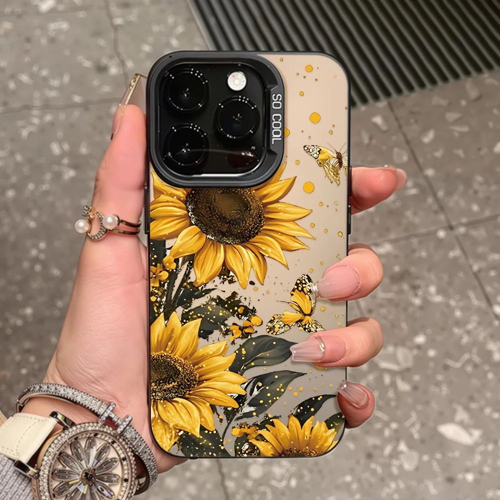 Luxury Flower Phone Case For iPhone 13 16 Pro Max 17 11 15 14 12 17 Air 16promax 15promax 17promax Hard Matte IMD Funda Cover