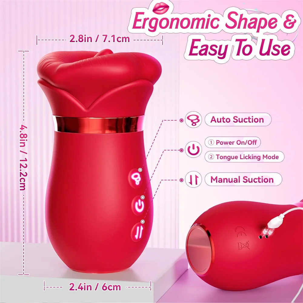 Rose Sucking Vibrator Tongue Licking Clitoris Stimulator For Women Vagina Nipple Vacuum Massager Masturbators Sex Toys Joinjjtoy