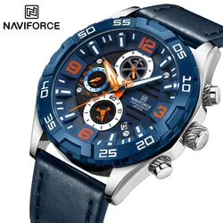 NAVIFORCE Brand New Men's Quartz Wristwatches Leather Strap Luxury Sport Waterproof Luminous Chronograph Male Watch Reloj Hombre