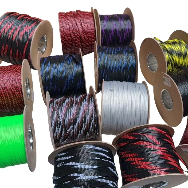 100m Roll Nylon Braided Mesh Tube Colorful Anti-wear Protection Net for Cables And Lines