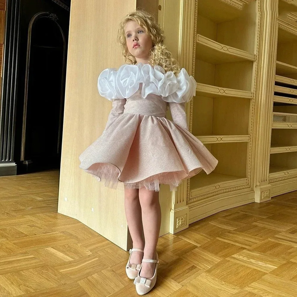 Nuovo vestito da ragazza fiore ricamato Grande fiocco Abbigliamento di Halloween femminile baby year abiti gonna a sbuffo da sposa per ragazza di fiori