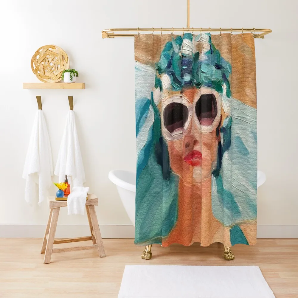 

Shady Lady in Vintage Bathing Cap Shower Curtain Luxury Bathroom Curtain Curtains For The Bathroom