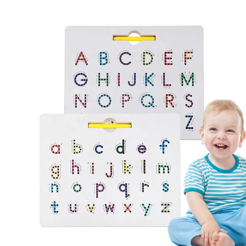 

Magnetic Alphabet Tracing Board 2-in-1 Magnetic Steel Ball Drawing Board Double-Sided Magnets Tracing Board Stem Toy Letters