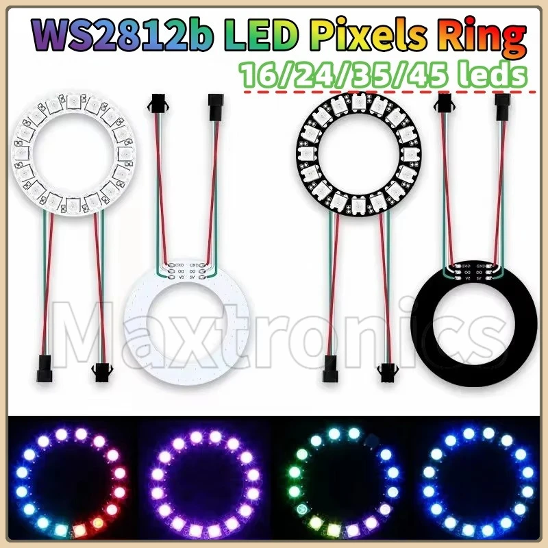 16/24/35/45leds DC5V WS2812b LED Pixels Ring SMD5050 RGB Individual Addressable Ring Round Lamp Development Board for toy cars