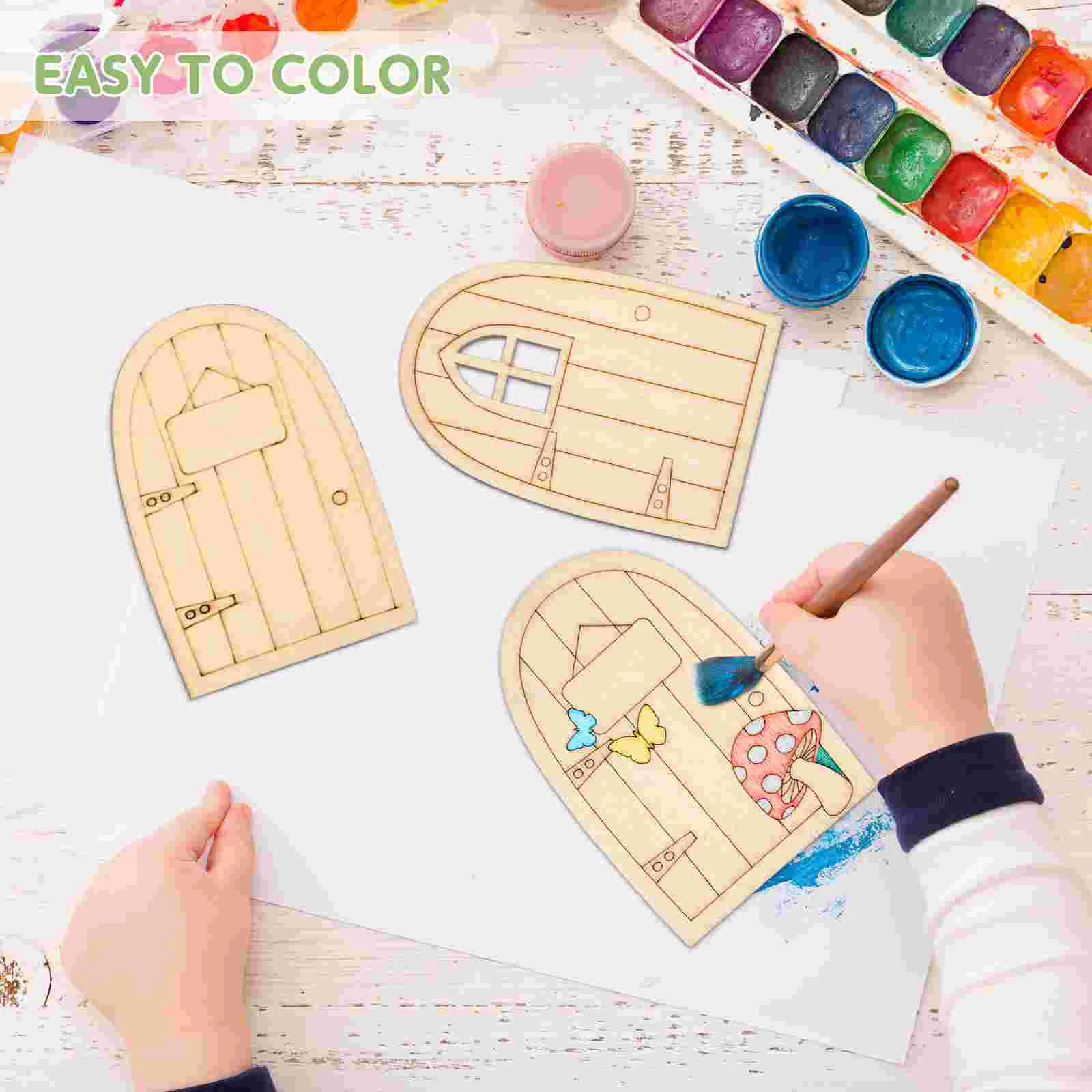 36Pcs Mini Wooden Fairy Doors Unpainted Doors Home Office Garden Decoration tree decorations mini ornament set