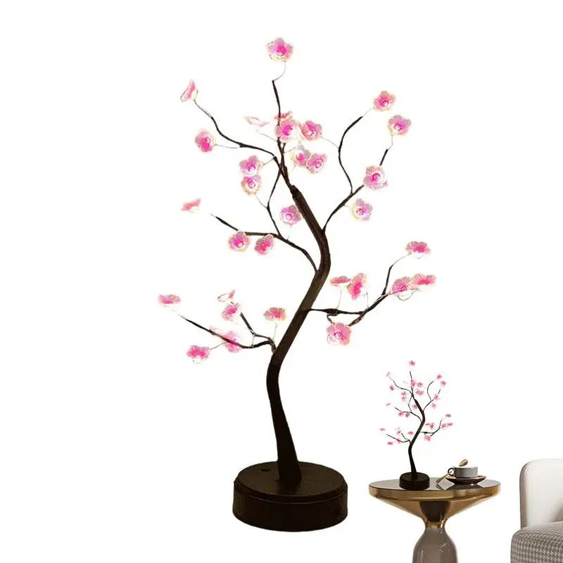 

Plum Blossom Tree Lamp LED Night Lights Bonsai Tree Flower Lamps Stable Base Light Up Plum Blossom Tree Tabletop Tree Lights For