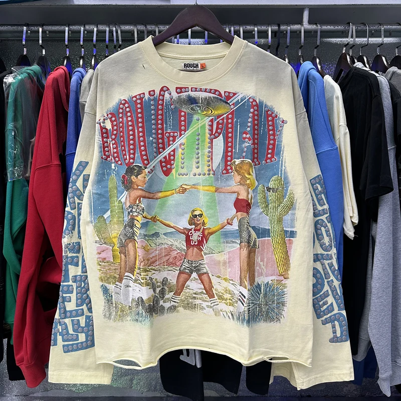 

Футболки с настоящим изображением грубых игр для мужчин и женщин, свободная повседневная уличная одежда для девочек, футболка с длинным рукавом и принтом кактуса в пустыне