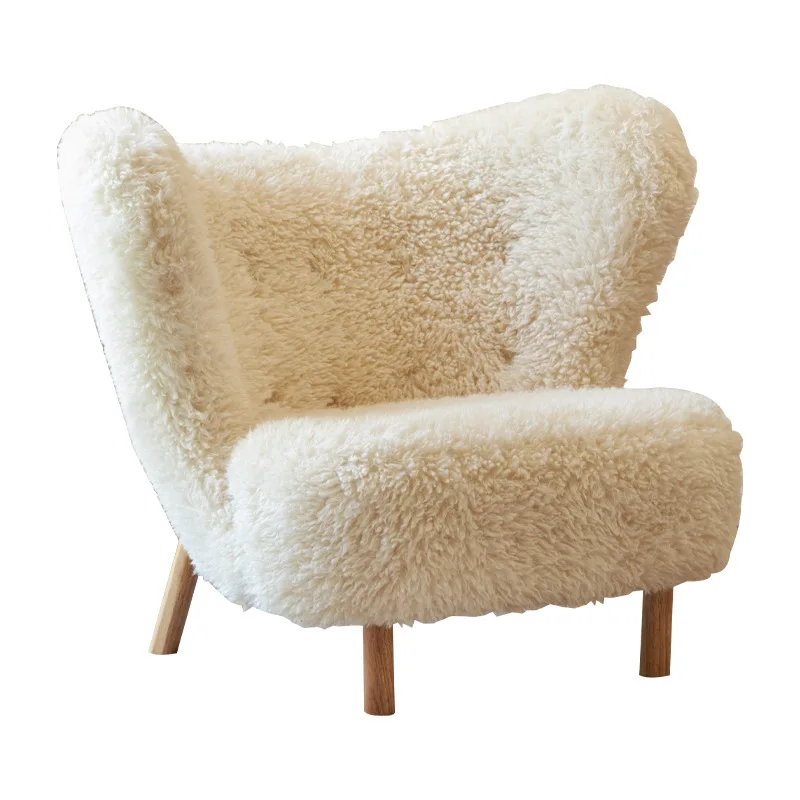 

Lamb wool single sofa, retro, pastoral, American plush, lazy sofa chair