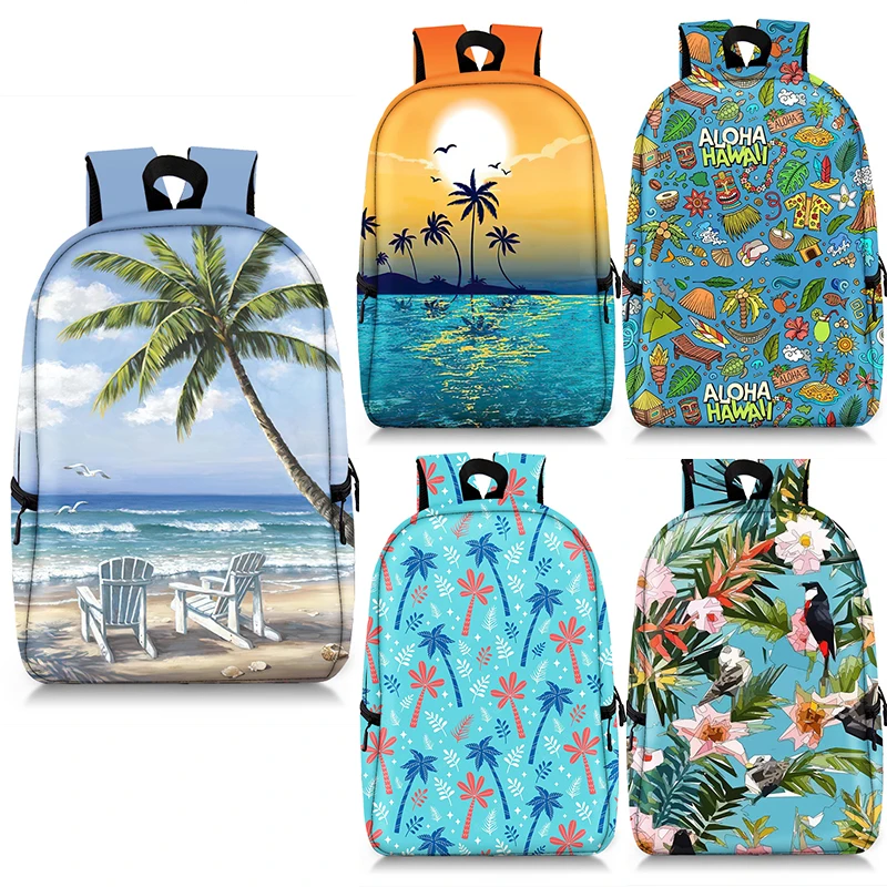 Tropical Hawaiian Beach Style Backpack Coconut Palm Tree Rucksacks Women Men School Bag for Teenage Daypack Laptop Backpacks