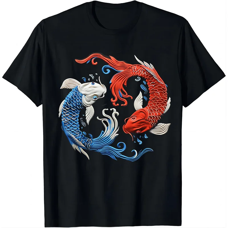 Yin Yang Eight Trigrams Pattern T-Shirt For Men Koi Fish 3D Printed Tees Summer Casual Short Sleeve O-Neck Tops Unisex T Shirts