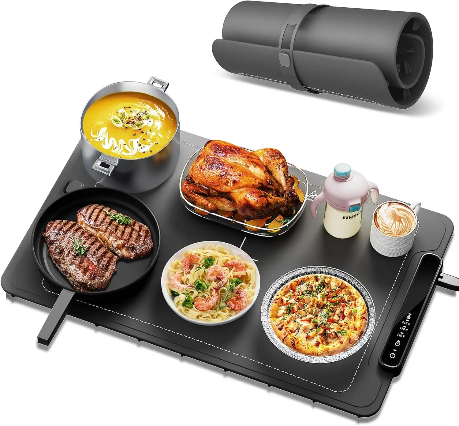 

Electric Warming Tray - Foldable Food Warmer for Parties Feature, Premium Silicone Nano-Material, Hot Plate for Buffet