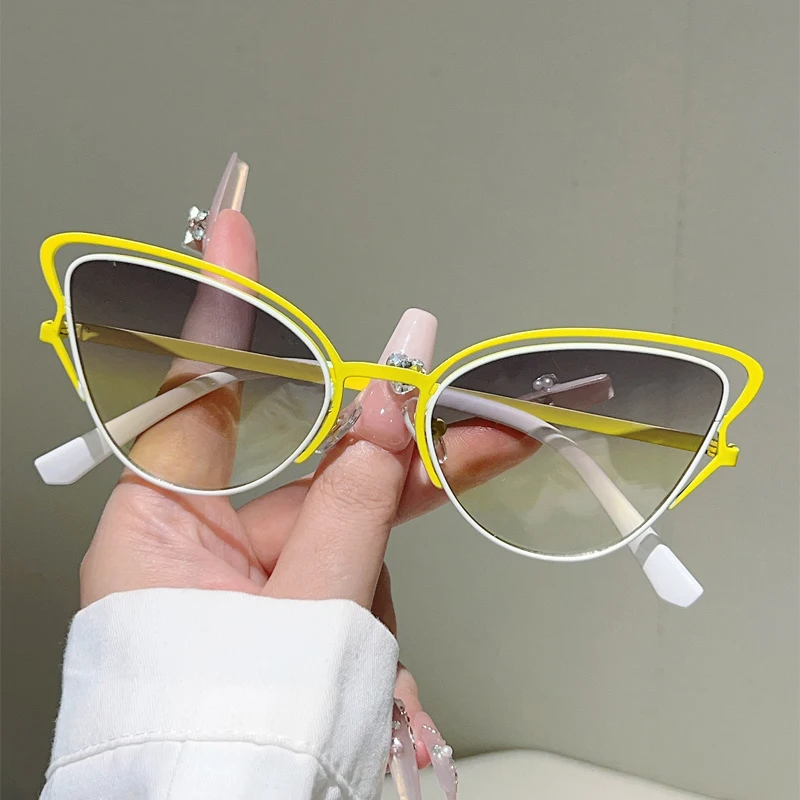 GM LUMIAS Butterfly Shaped Sunglasses Women Hollowed Rim Cat Eye Gradient Shades Trendy Vintage Luxury Brand Design Sun Glasses - view 4